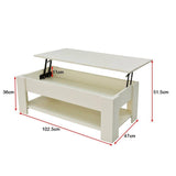 Lift Up Coffee Table with Storage - White