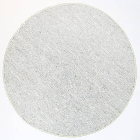 Metro White Modern Leather Rug 160x160cm Round
