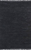 Metro Black Modern Leather Rug 80x400cm