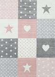 Nova Kids Pink Grey Stars & Hearts Rug 120x170 cm