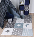 Nova Kids Blue Grey Stars & Moon Rug 120x170 cm