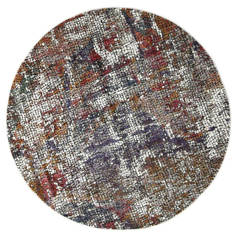 Roman Mosaic Solid Multi Round Rug 240x240 cm Round