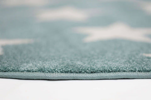 Piccolo Aqua White Stars Kids Rug 133x133cm Round