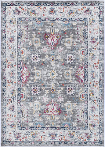 Ligures Grey Multi Traditional Rug 160X160cm Round
