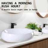 Muriel 40 x 30 x 13cm White Ceramic Bathroom Basin Vanity Sink Oval Above Counter Top Mount Bowl