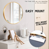 2 Set La Bella Gold Wall Mirror Round Aluminum Frame Makeup Decor Bathroom Vanity 60cm
