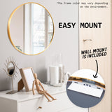 2 Set La Bella Gold Wall Mirror Round Aluminum Frame Makeup Decor Bathroom Vanity 70cm