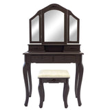 La Bella Brown Dressing Table DIANA 3 Mirror 4 Drawers Makeup & Stool