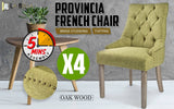 La Bella 4 Set Green French Provincial Dining Chair Amour Oak Leg
