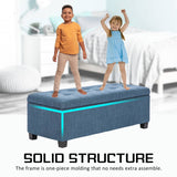 La Bella 102cm Navy Grey Storage Ottoman Stool Fabric