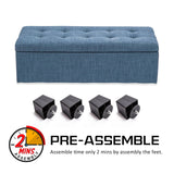 La Bella 102cm Navy Grey Storage Ottoman Stool Fabric