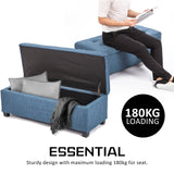 La Bella 102cm Navy Grey Storage Ottoman Stool Fabric