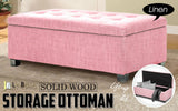 La Bella 102cm Pink Storage Ottoman Stool Fabric
