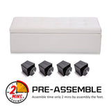 La Bella 102cm Snow White Storage Ottoman Stool Leather