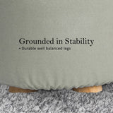 La Bella Grey Fabric Ottoman Round Wooden Leg Foot Stool