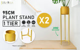 La Bella 2 Set 95cm Gold Plant Stand Planter Shelf Rack 1 Tier Steel