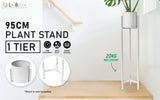 La Bella 95cm White Plant Stand Planter Shelf Rack 1 Tier Steel