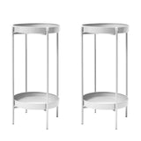 La Bella 2 Set 50cm White Plant Stand Planter Shelf Rack 2 Tier Steel