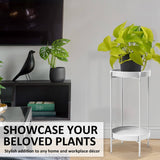 La Bella 2 Set 50cm White Plant Stand Planter Shelf Rack 2 Tier Steel