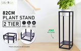 La Bella 82cm Black Plant Stand Planter Shelf Rack 2 Tier Steel