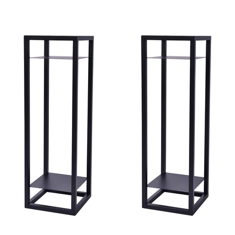 La Bella 2 Set 82cm Black Plant Stand Planter Shelf Rack 2 Tier Steel