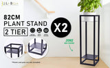 La Bella 2 Set 82cm Black Plant Stand Planter Shelf Rack 2 Tier Steel