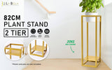 La Bella 82cm Gold Plant Stand Planter Shelf Rack 2 Tier Steel