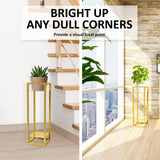La Bella 82cm Gold Plant Stand Planter Shelf Rack 2 Tier Steel