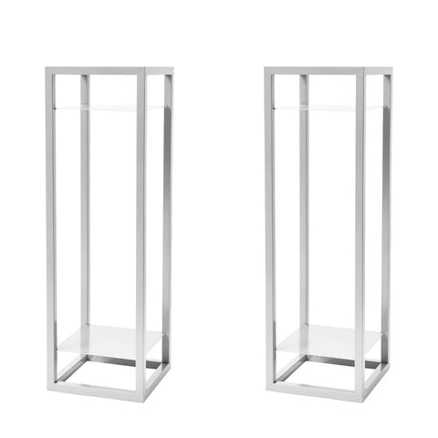 La Bella 2 Set 82cm White Plant Stand Planter Shelf Rack 2 Tier Steel