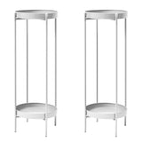 La Bella 2 Set 80cm White Plant Stand Planter Shelf Rack 2 Tier Steel