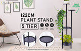 La Bella 122cm Black Plant Stand Planter Shelf Rack 5 Tier Steel
