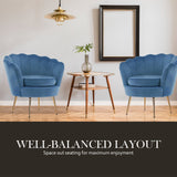 La Bella Shell Scallop Navy Blue Armchair Lounge Chair Accent Velvet