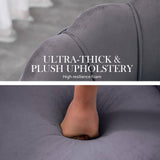 La Bella Shell Scallop Grey Armchair Accent Chair Velvet + Round Ottoman Footstool