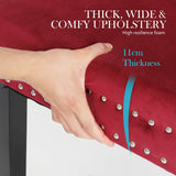 La Bella 4 Set Red French Provincial Dining Chair Ring Studded Lisse Velvet Rubberwood