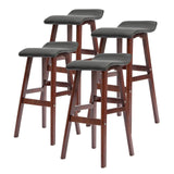 La Bella 4 Set 73cm Black Brown Wooden Bar Stool DARA Leather