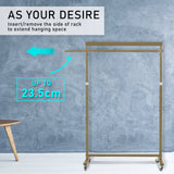 Meoktong Gold Clothes Rack Coat Stand Hanging Adjustable Rollable Steel