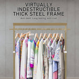 Meoktong Gold Clothes Rack Coat Stand Hanging Adjustable Rollable Steel