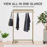 Meoktong Gold Clothes Rack Coat Stand Hanging Adjustable Rollable Steel