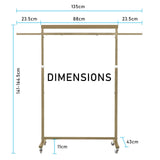 Meoktong Gold Clothes Rack Coat Stand Hanging Adjustable Rollable Steel