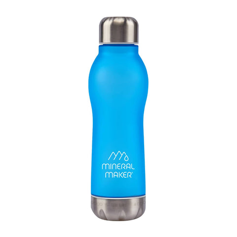 Mineral Maker MORBIDO Blue Alkaline Filter Water Bottle + a Mineral Stone Pouch