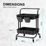 Kandoka 2 Tier Black Trolley Cart Storage Utility Rack Organiser Swivel Kitchen