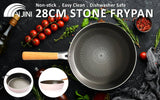 Fanjini Round 28cm Pink Stone Frypan Frying Pan Non-Stick Induction Ceramic Wood