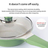 Happy Lambs 16cm Ivory Sauce Pot Frying Pan w/ a Lid Set Non-Stick Stone Induction IH Frypan