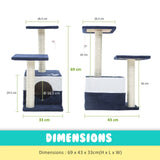 Paw Mate 69cm Blue Cat Tree Mono Multi Level Scratcher