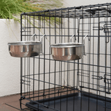 2 x Stainless Steel Pet Rabbit Bird Dog Cat Water Food Bowl Feeder Chicken Poultry Coop Cup 591ml