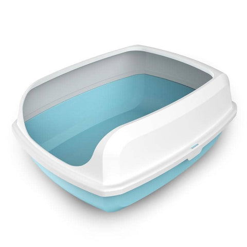 2 X Small High Side Portable Open Cat Toilet Litter Box Tray House With Scoop Blue