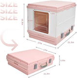XL Portable Cat Toilet Litter Box Tray Foldable House with Handle and Scoop Pink