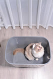 XXL Top Entry Cat Litter Box No Mess Large Enclosed Covered Kitty Tray Grey