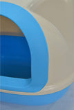 Medium Hooded Cat Toilet Litter Box Tray House With Scoop Blue
