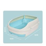 Large Portable Cat Toilet Litter Box Tray with Scoop and Grid Tray-Green